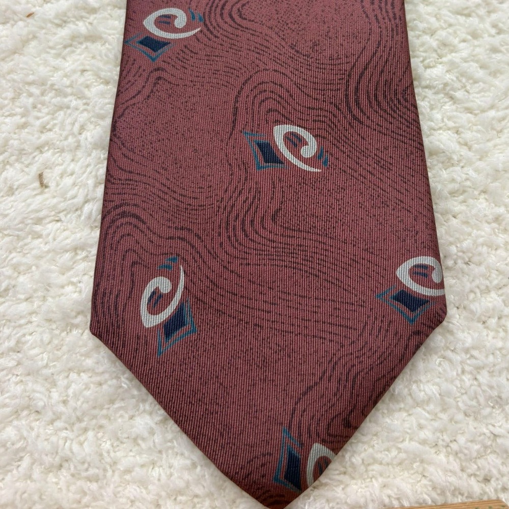 A. Foxx Ltd. Necktie Tie Mens Burgundy Excellent Italian Silk Abstract Geometric